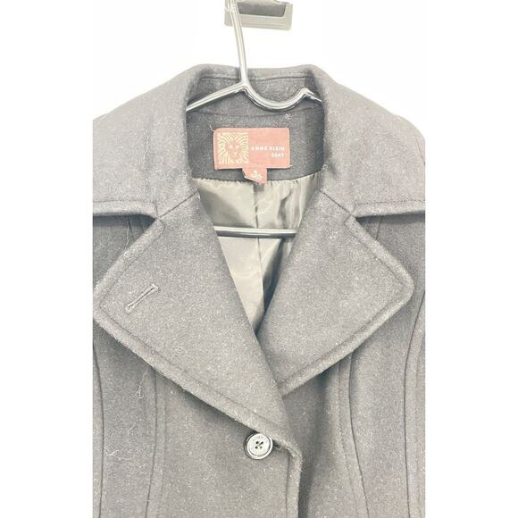 Anne Klein Black Women's Single-Breasted Long Wool Peacoat - Size‎ Small - Picture 2 of 9